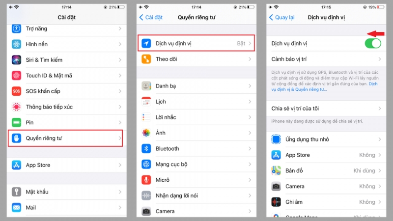 Cách tắt định vị trên iPhone