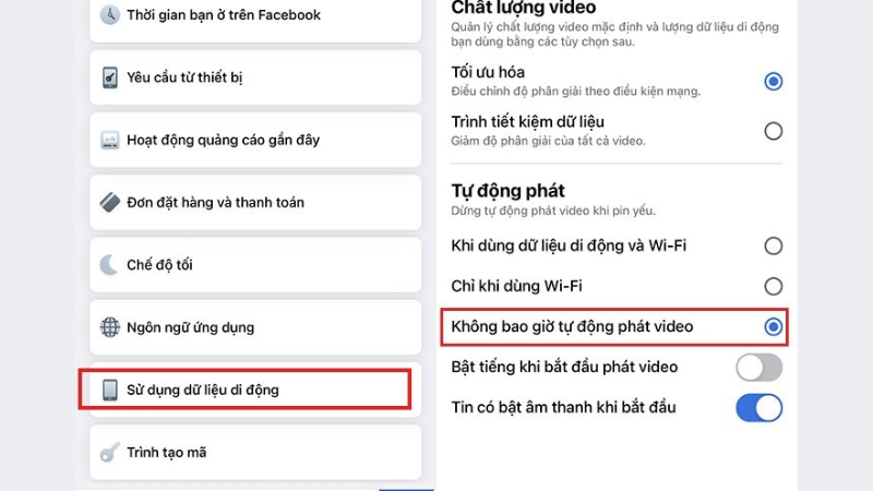 Cách tắt tính năng tự động phát video trong ứng dụng Facebook