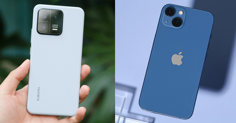 Thiết kế cạnh viền vát phẳng của Xiaomi 13 và iPhone 13