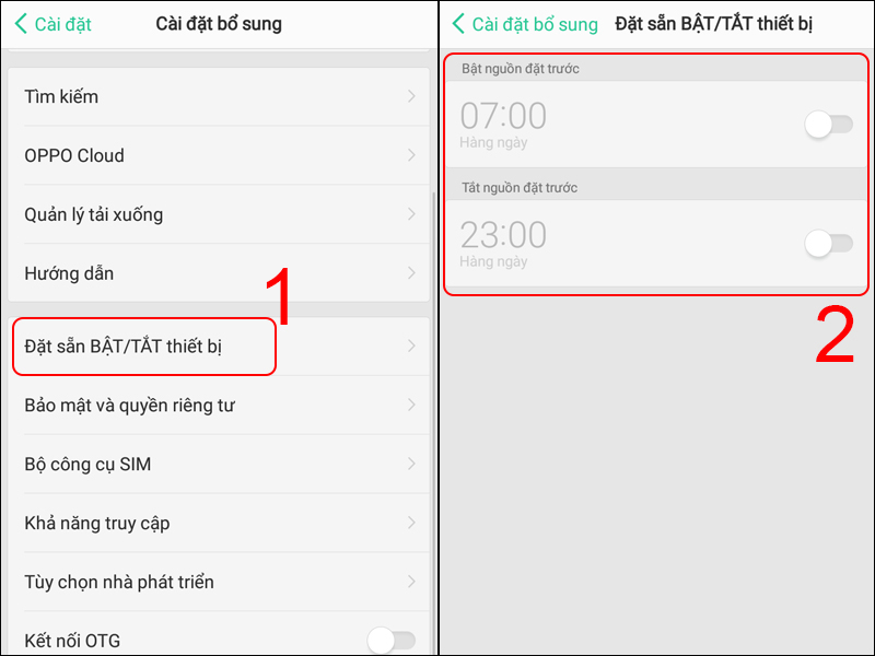 Thiết lập thời gian để tắt nguồn điện thoại OPPO