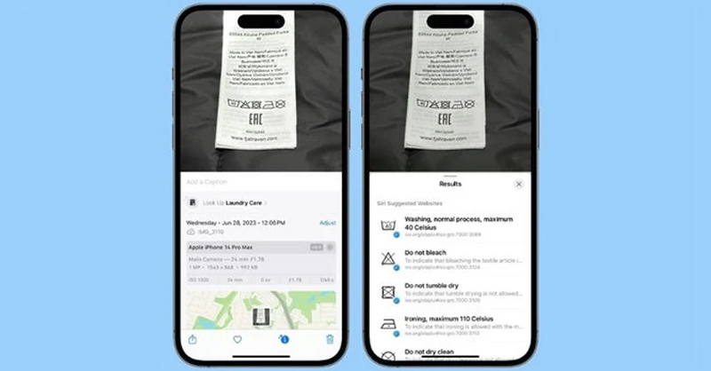 Tính năng Visual Lookup trên iPhone sẽ giúp bạn hiểu các ký hiệu giặt ủi
