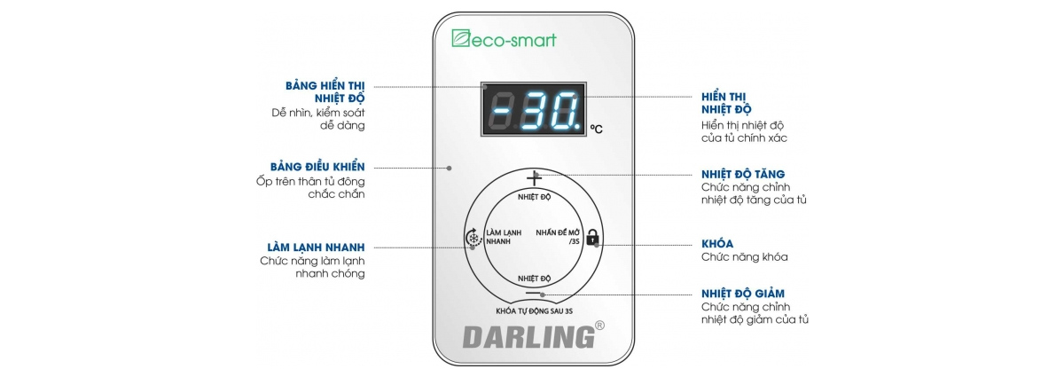 Bảng điều khiển cảm ứng tiện lợi của Tủ Đông Darling DMF-1579ASI
