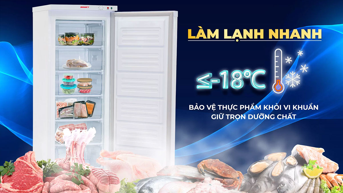 Tủ đông Sanaky VH 230VD có khả năng làm lạnh nhanh chóng