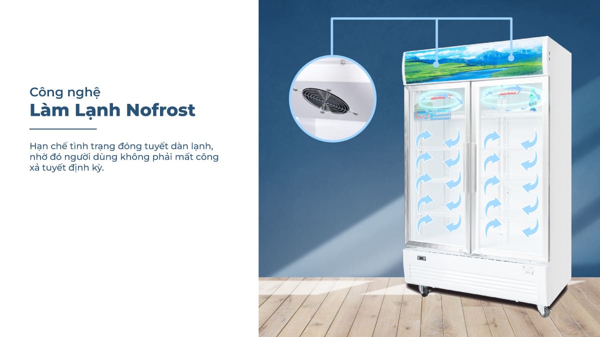 Công nghệ làm lạnh Nofrost phân bổ hơi lạnh đồng đều khắp tủ