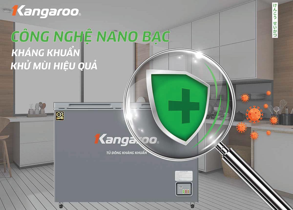 Công nghệ Nano Bạc giúp tủ đông Kangaroo luôn sạch sẽ