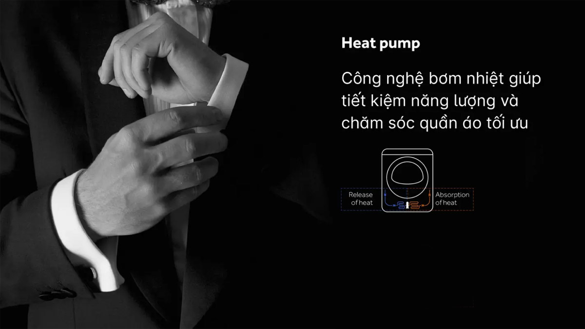 Công nghệ sấy Heat pump giúp người dùng sấy nhanh và chăm sóc quần áo tối ưu hơn