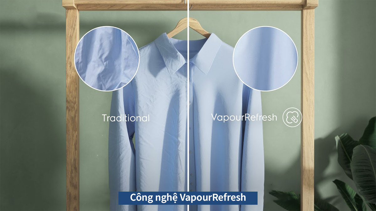 Công nghệ VapourRefresh giúp máy sấy thông hơi Electrolux EDS854N3SB làm giảm nhăn quần áo lên đến 23% so với phơi tự nhiên