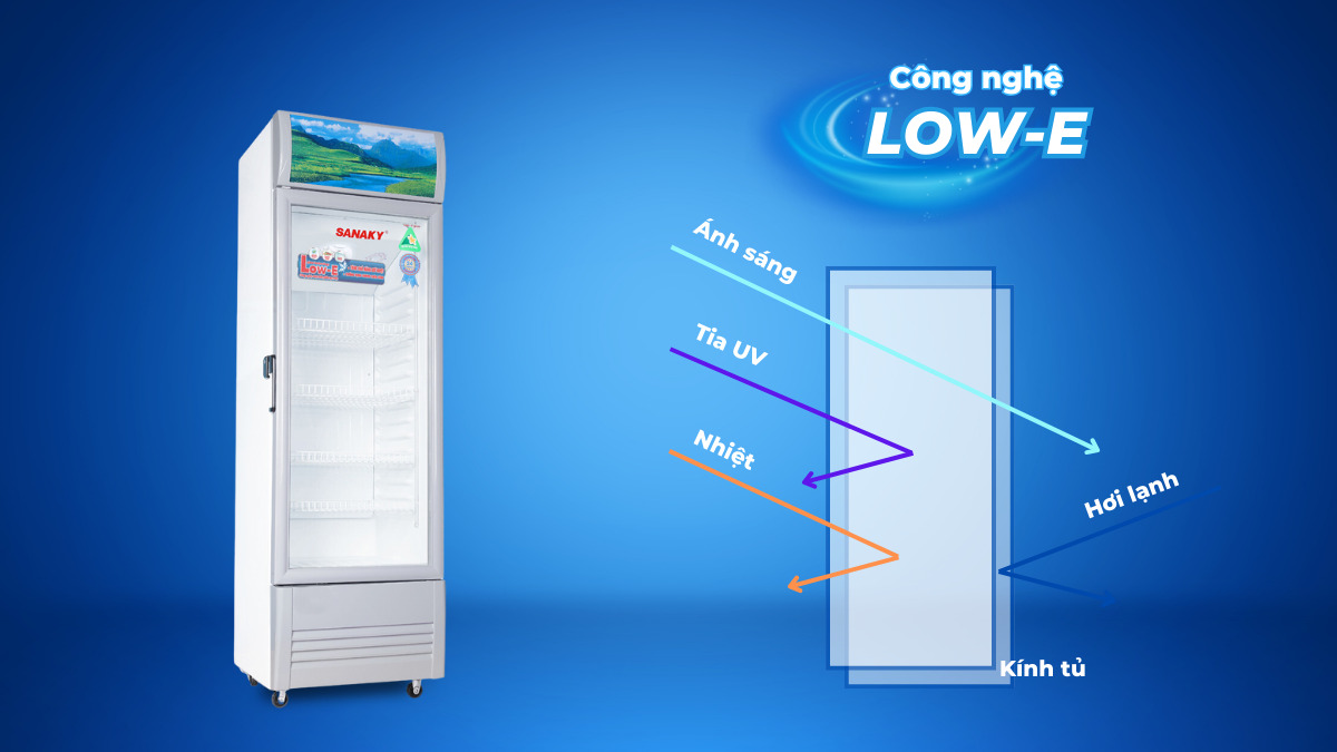Kính cách nhiệt Low-E giúp tủ duy trì nhiệt độ ổn định, hạn chế đọng sương
