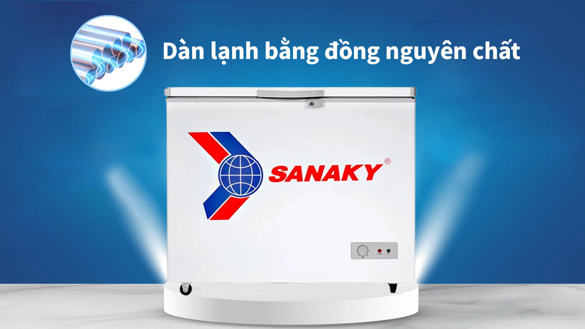 Tủ đông Sanaky VH-2299HY2 sử dụng dàn lạnh bằng đồng nguyên chất