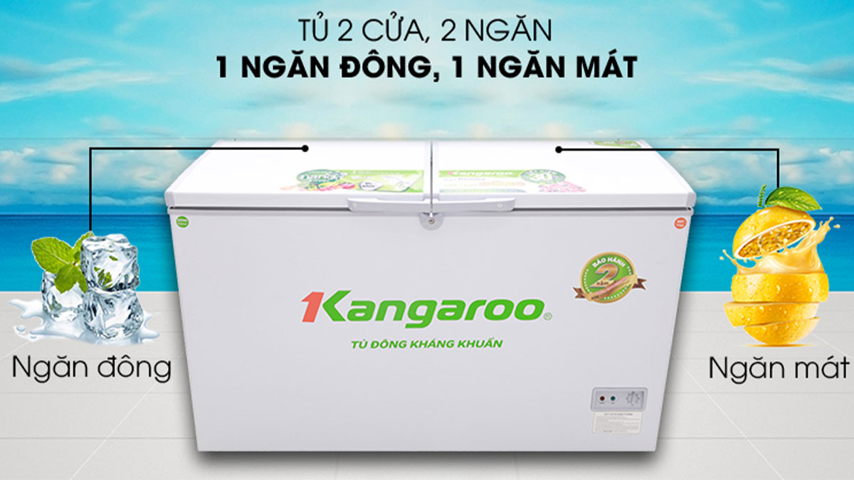 Tủ Đông Mát Kangaroo Inverter KG400IC2 có kiểu dáng 2 ngăn tiện lợi