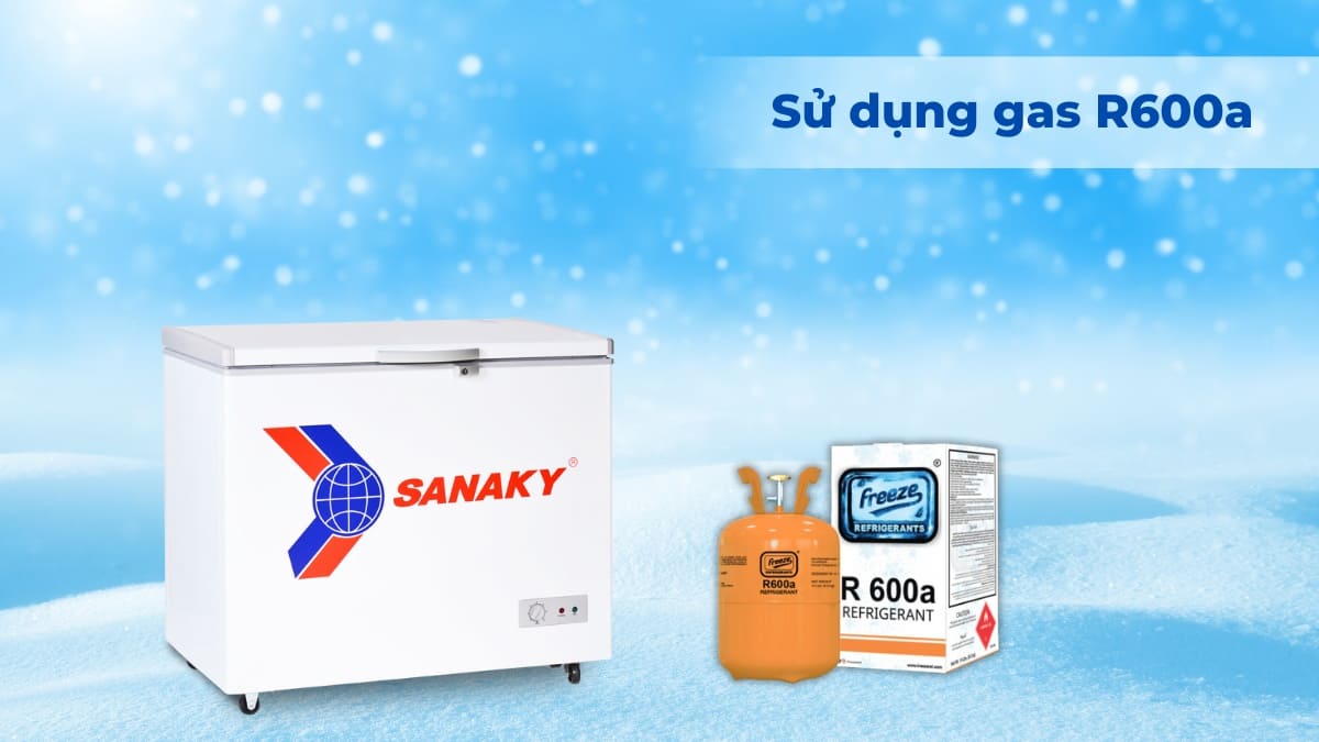 Tủ Đông Sanaky 208 Lít VH-255HY2 sử dụng gas R600a thân thiện môi trường