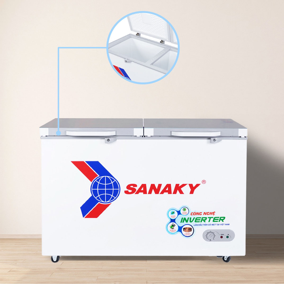 Tủ Đông Sanaky Inverter 305 Lít VH-4099A4 có lòng côi tủ phẳng