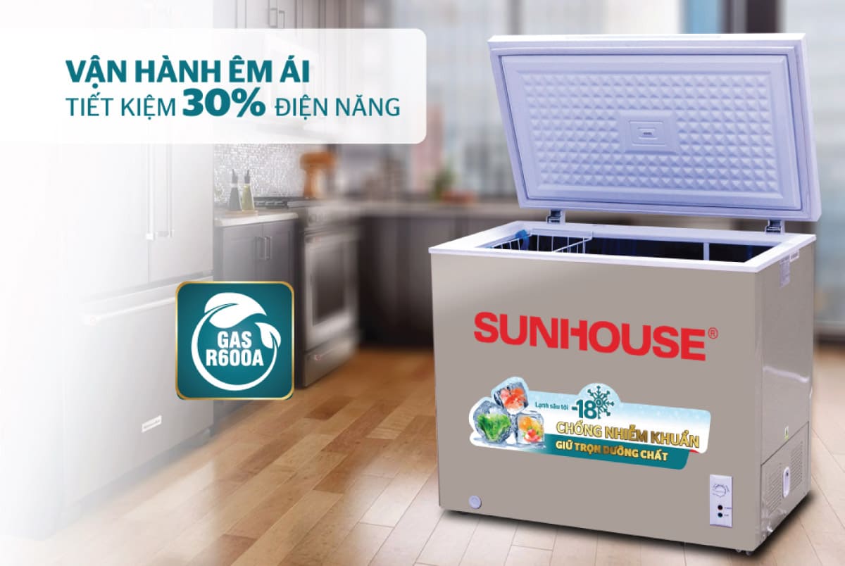 Tủ đông Sunhouse sử dụng gas R600a thân thiện với môi trường