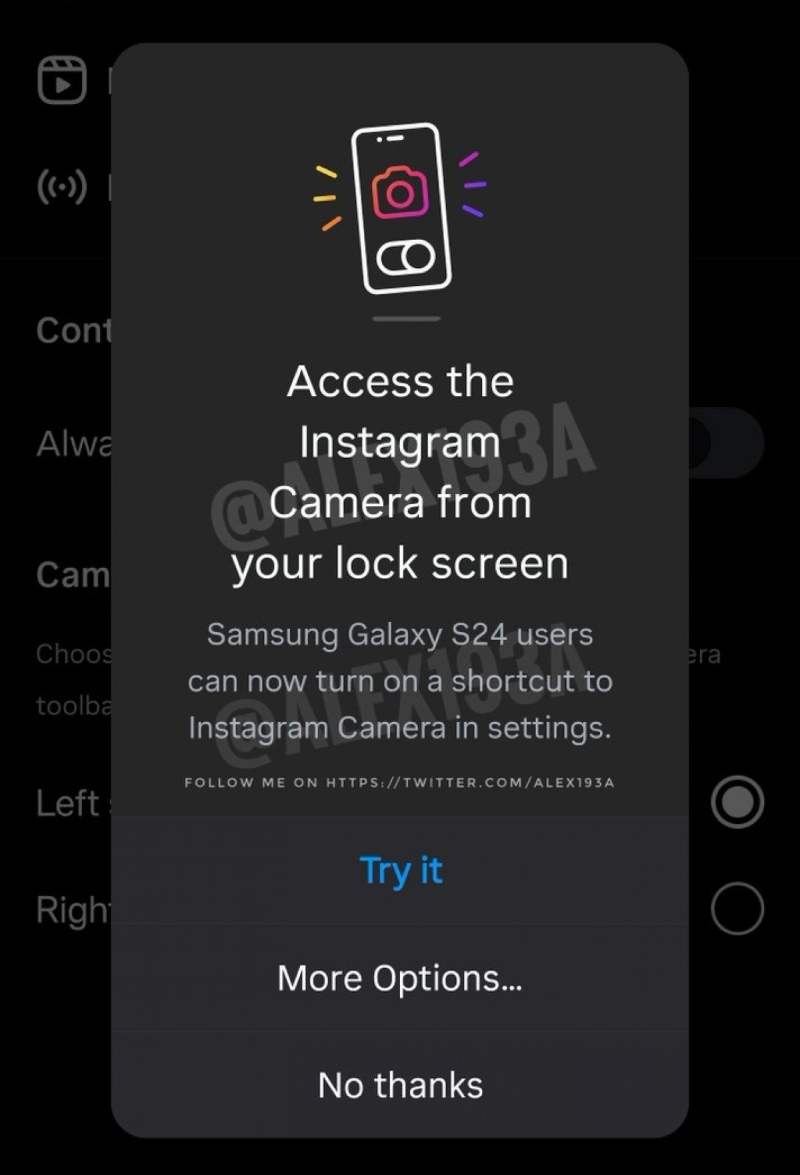 Gợi ý cài đặt phím tắt vào camera Instagram từ màn hình khóa trên Galaxy S24