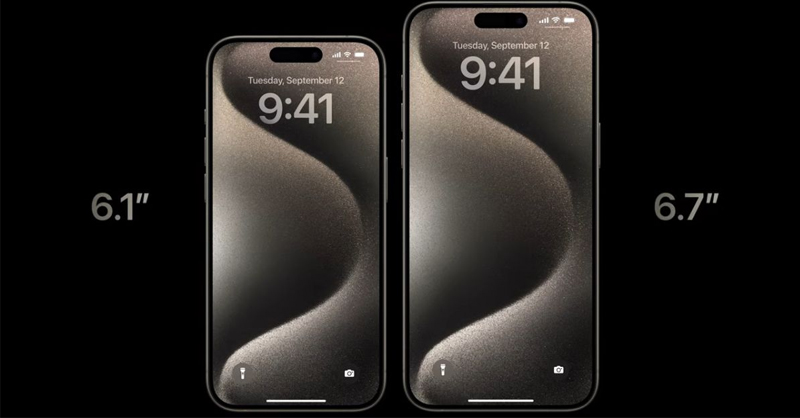 Màn hình 6.1 inch và 6.7 inch của iPhone 15 Pro và iPhone 15 Pro Max