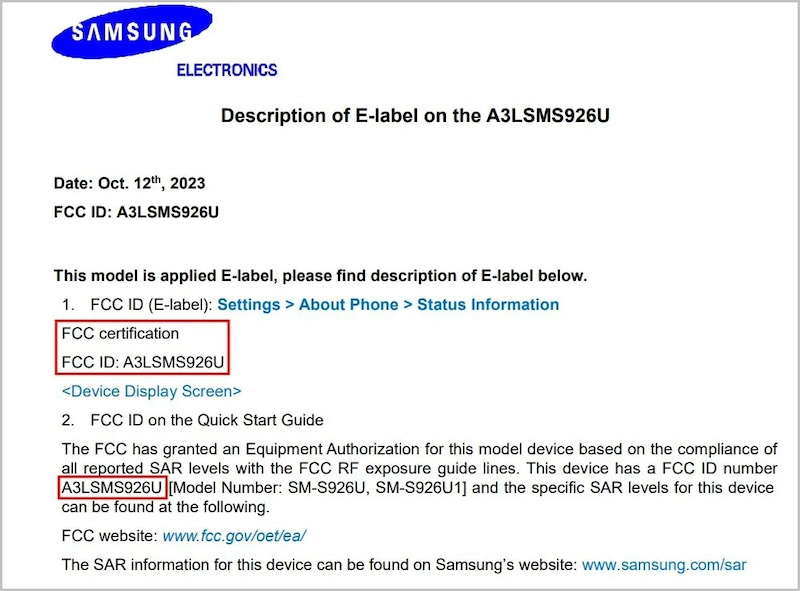 Samsung Galaxy S24 Plus phiên bản Mỹ đạt chứng nhận FCC