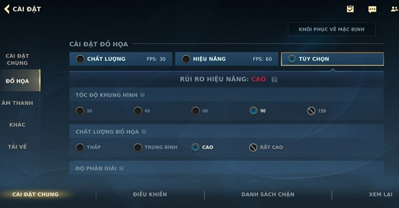 Thiết lập đồ họa game Liên Minh Huyền Thoại: Tốc Chiến trên Redmi 13C