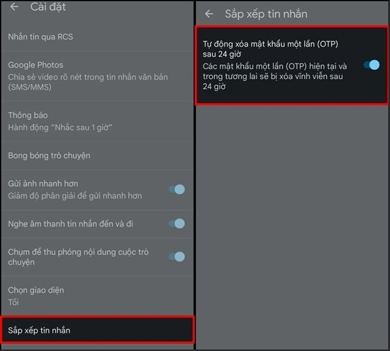 Bật tính năng Tự động xóa mật khẩu một lần sau 24 giờ
