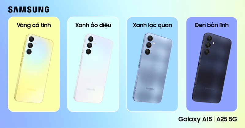 Bốn phiên bản màu ấn tượng của Galaxy A15 và Galaxy A25 5G