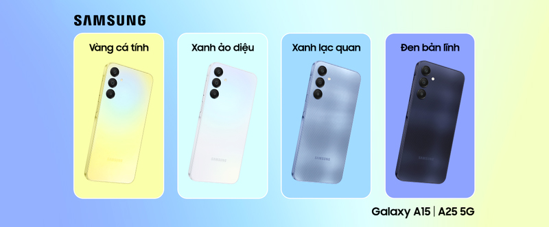 Các phiên bản màu sắc của Galaxy A15 và Galaxy A25 5G