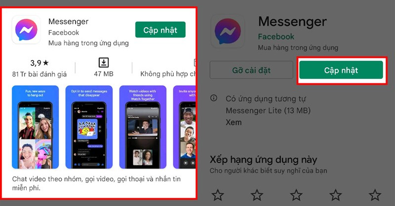 Cập nhật Messenger lên phiên bản mới