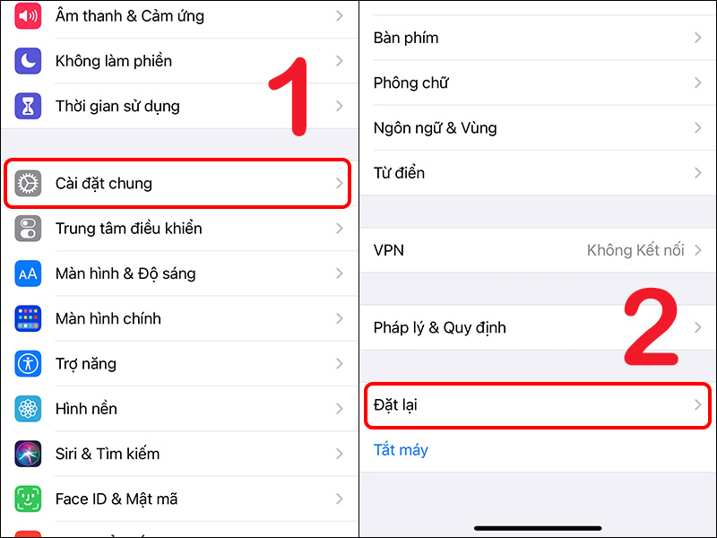 Chọn Cài đặt chung và chọn Đặt lại để tìm ứng dụng bị mất trên iPhone