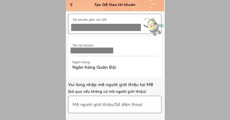 Chọn tài khoản nguồn muốn gắn với mã QR 