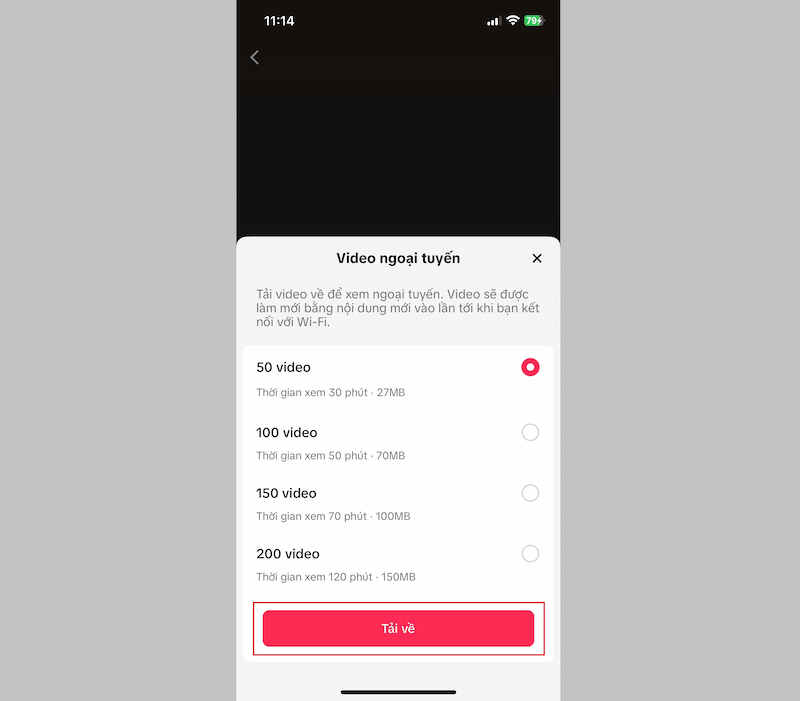 Chọn Tải về để xem video Tiktok offline, không cần mạng