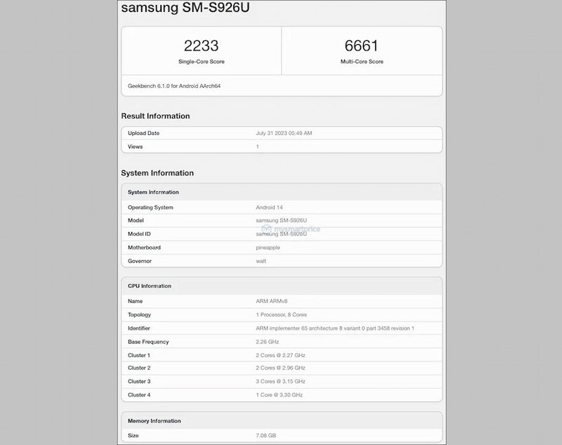 Galaxy S24 Plus lộ điểm chuẩn trên phần mềm Geekbench