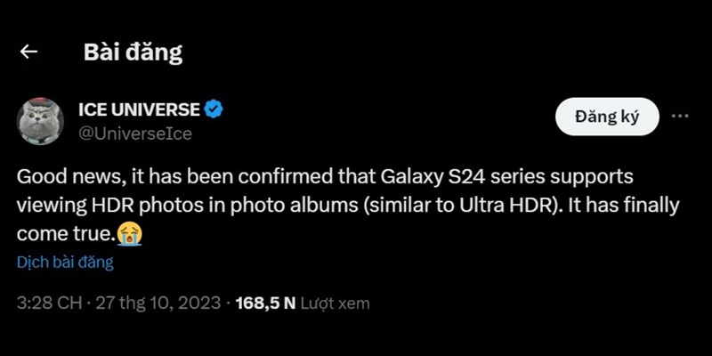 Galaxy S24 Series được cho là sẽ ra mắt với tính năng Ultra HDR