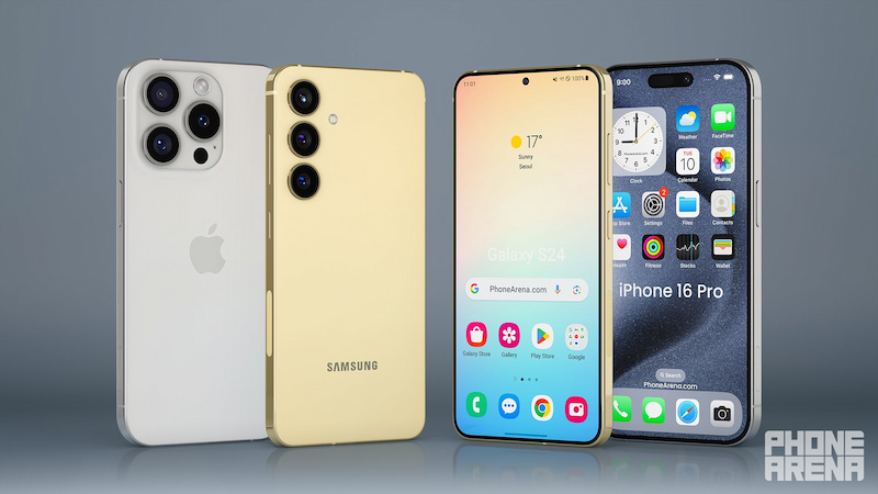 Hình ảnh render Galaxy S24 và iPhone 16 Pro