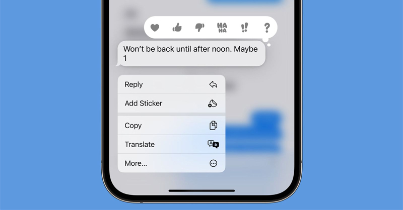 Phản ứng Tapback của Sticker thiết bị cập nhật iOS 17.2 beta 1