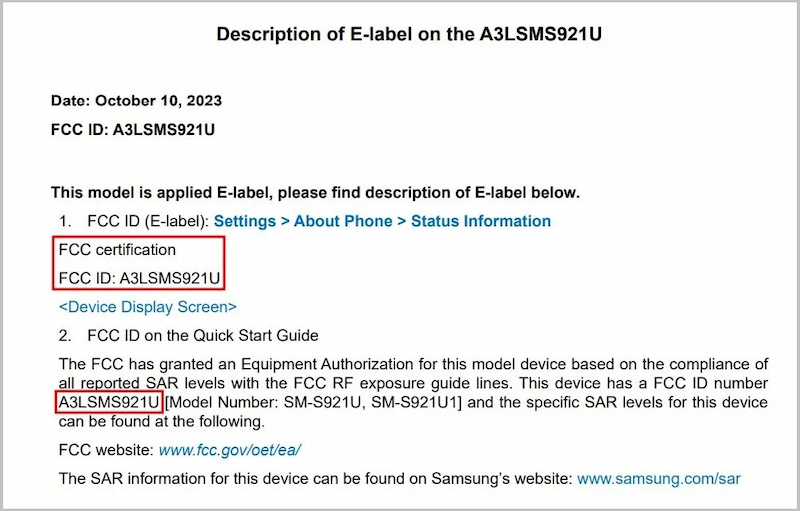 Samsung Galaxy S24 phiên bản Mỹ đạt chứng nhận FCC