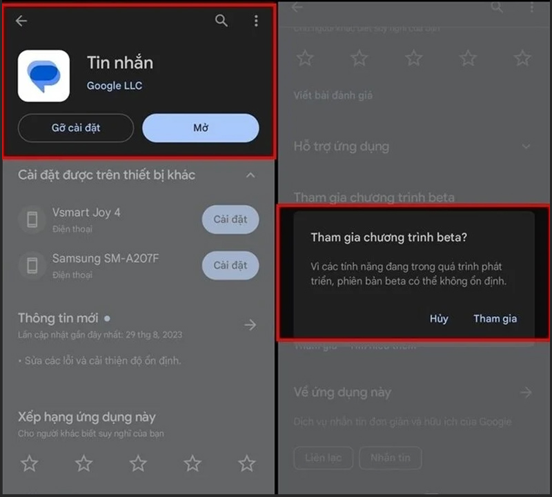 Tham gia chương trình beta của ứng dụng Google Message