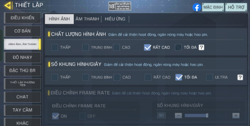 Thiết lập mức đồ họa trên game Call Of Duty Mobile
