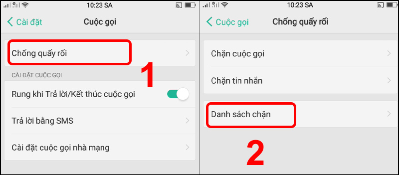 Vào danh sách các thuê bao bị chặn