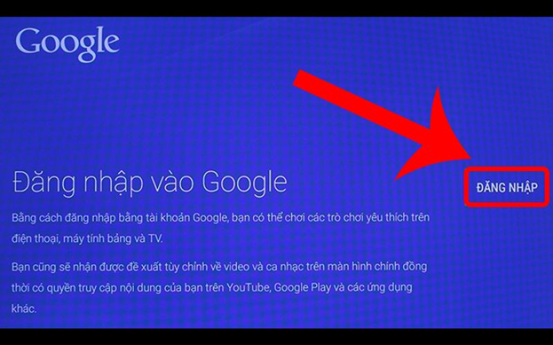 Chọn đăng nhập vào Google