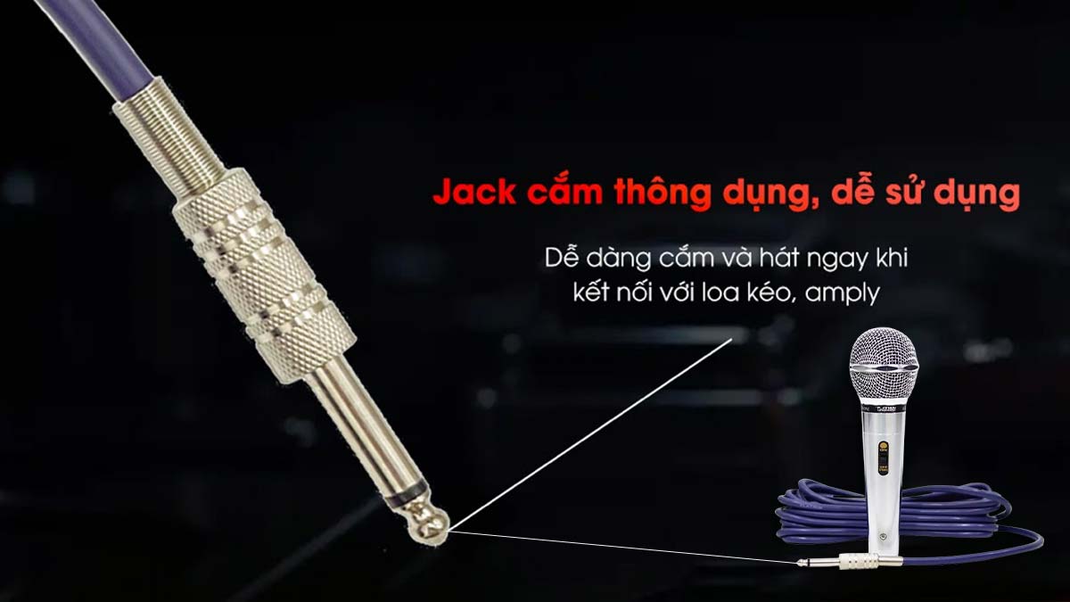 Jack 6.5mm của micro có thể tương thích hầu hết với thiết bị âm thanh khác