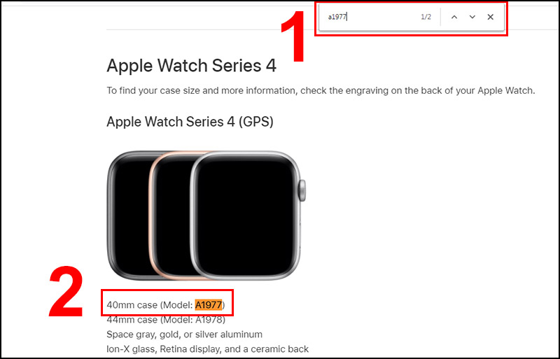 Nhập model Apple Watch vừa tìm được và xem thông tin hiển thị 