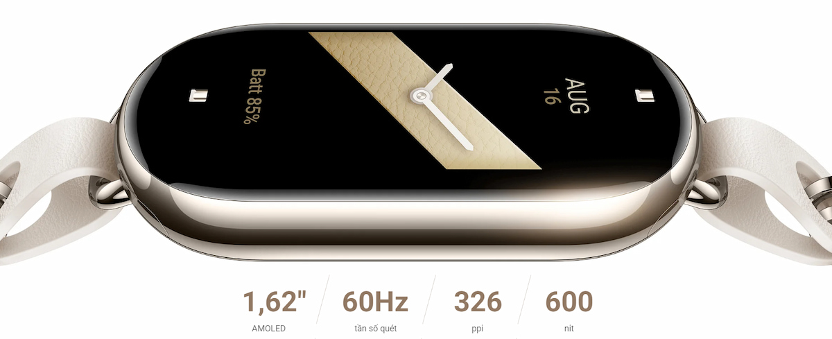 Thông số màn hình của vòng đeo tay thông minh Xiaomi Mi Band 8 Vàng