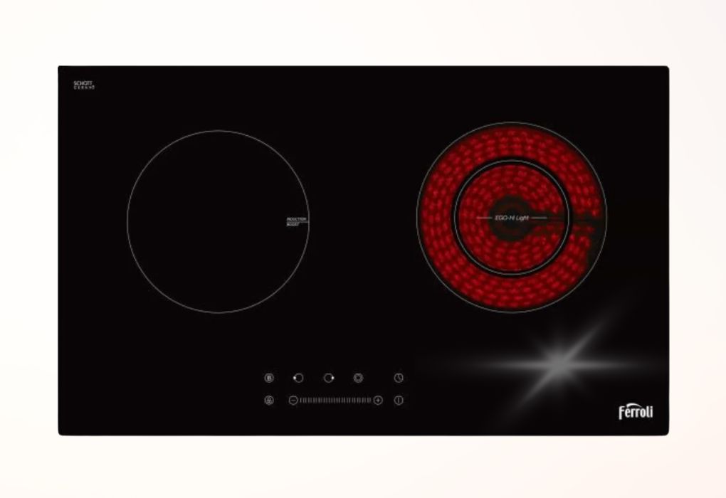 Bề mặt bếp điện từ hồng ngoại Ferroli IC4500DD bằng kính