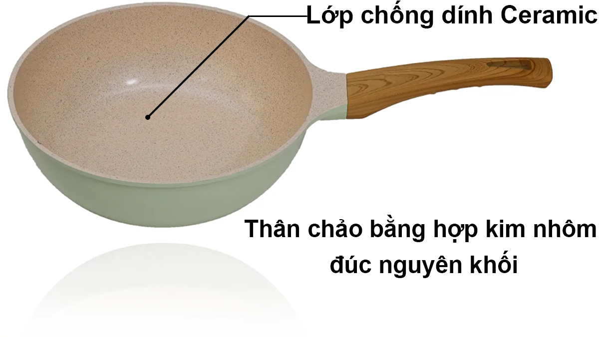 Chảo chống dính Ceramic Titani TWP-26WB bằng hợp kim nhôm nguyên khối