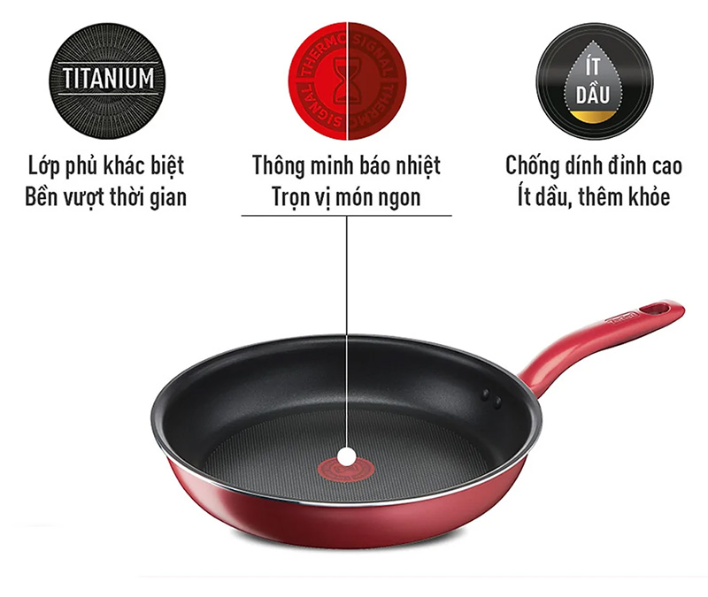 Chảo chiên chống dính đáy từ Tefal G1350296 kích thước 21cm