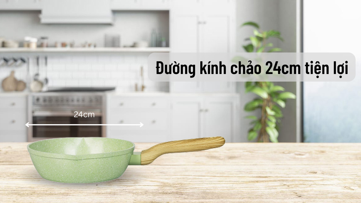 Chảo sâu Greencook 24cm GCP231-24IH có đường kính 24cm tiện lợi