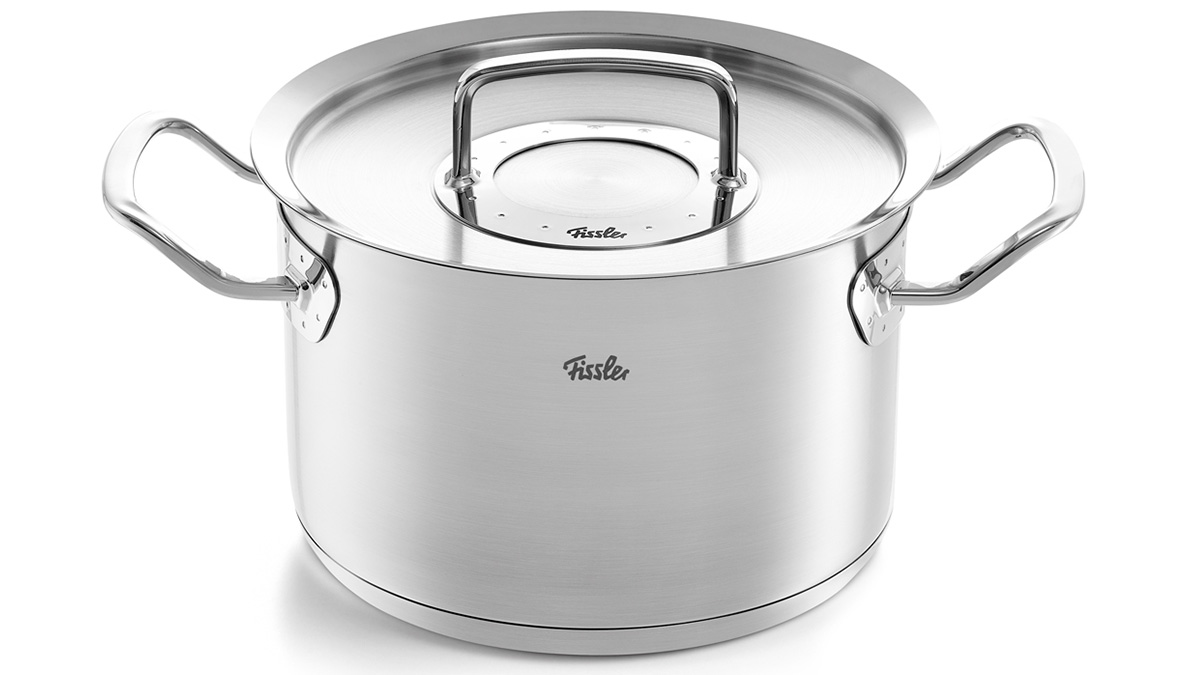 Fissler Pure 5 món có núm cầm và quai nồi bằng inox chắc chắn