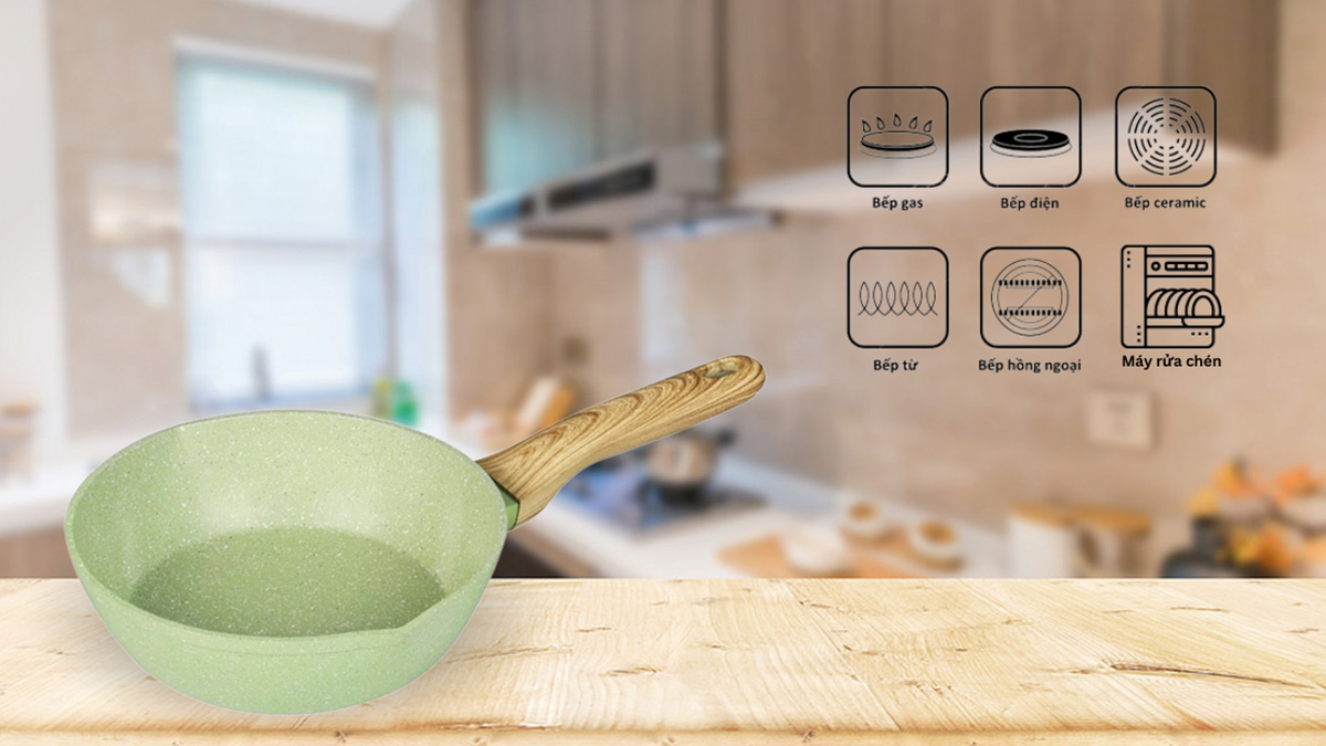 Greencook 26cm GCP231-26IH có thể dùng được trên các loại bếp từ
