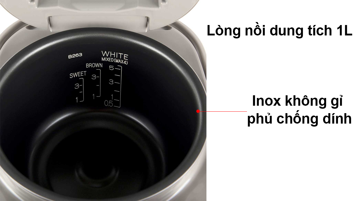 Lòng nồi Zojirushi NP-HBQ10-XA 1.0 lít chất liệu inox không gỉ