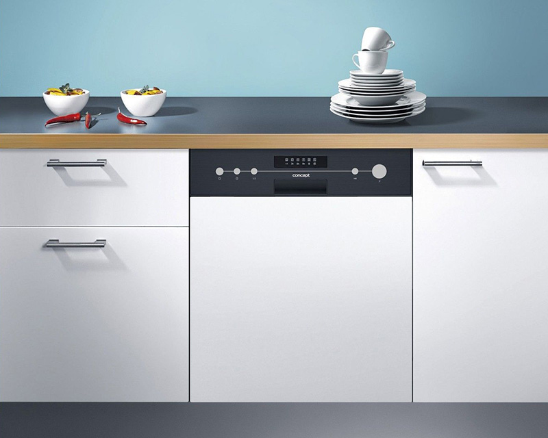 Máy rửa chén bán âm là lựa chọn lý tưởng với thiết kế tích hợp tủ bếp