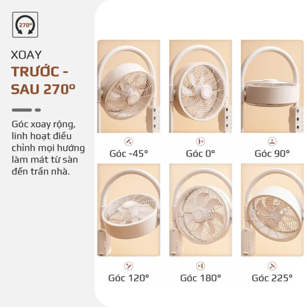 Quạt Olivo CF1 tùy chỉnh linh hoạt nhiều góc độ