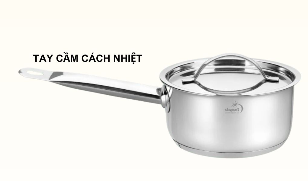 Tay cầm của bộ nồi chảo inox 304 Tomate TOM 0707 cách nhiệt tốt